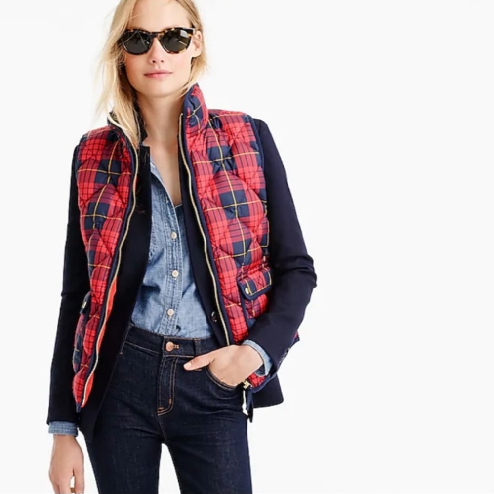 sale | j crew | excursion vest in tartan plaid - Picture 6 of 8